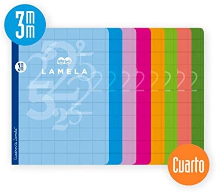 LIBRETA CUARTO 50 HOJAS RAYADO 3 MM-COLORES SURTIDOS LAMELA 06C003