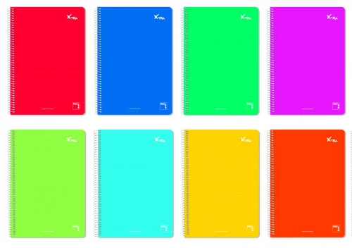 CUADERNO ESPIRAL SERIE XTRA TAPA DURA 60 GRS. 4º (155X215MM.) 80 HOJAS PAUTADO 3,5 CON MARGEN SURTIDO PACSA 16724