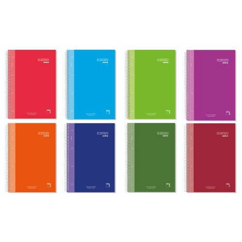 CUADERNO SERIE PREMIUM EXTRA TAPA EXTRA DURA 90 GRS. A-5 (148X210MM.) MICROPERFORADO 120 CUADRICULA 5X5 + GRECA SURTIDO PACSA 16480