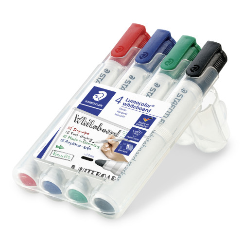 ESTUCHE 4 MARCADORES PIZARRA LUMOCOLOR MARKER 351 TRAZO 2MM. SURTIDOS STAEDTLER 351 WP4