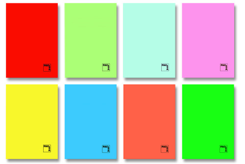 LIBRETA GOFRADA TAPA CARTULINA 70 GRS. A-4 (210X297MM.) 48 HOJAS HORIZONTAL 8 COLORES SURTIDOS CON MARGEN SURTIDO PACSA 20061